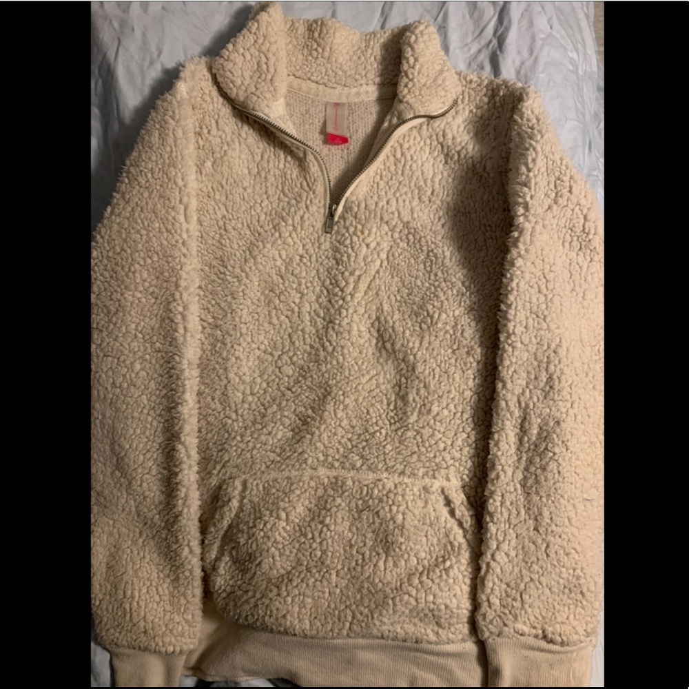 Cream/Ivory Sherpa Pullover (1/4 Zip)